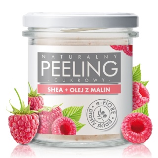 Naturalny peeling cukrowy malinowy z masłem shea i pestkami malin 300 g