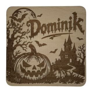 Podkładka pod kubek z grawerem imienia Halloween personalizowana prezent