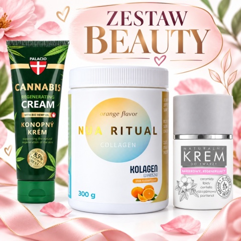 Zestaw Beauty – NUA RITUAL Collagen 300 g + krem do twarzy e-FIORE 50 ml + krem do rąk Palacio 125 ml
